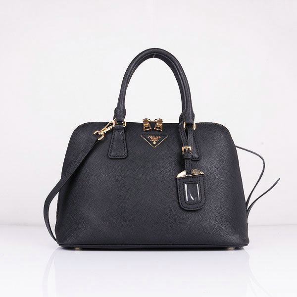 2014 Prada Saffiano Calf Leather Two Handle Bag BL0837 black - Click Image to Close